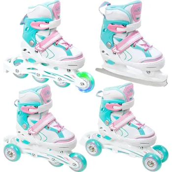 Kolečkové brusle RAVEN Kolečkové brusle 4v1 Raven Lia 27/30 BÍLÁ|RŮŽOVÁ|ZELENÁ