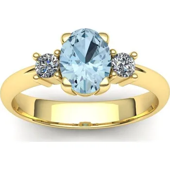Prsten Prsten s Akvamarínem a brilianty PK20015 Materiál: Červené zlato 14kt, Velikost: 64