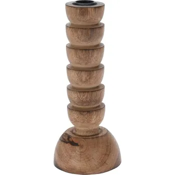 Svícen Dřevěný svícen na kónickou svíčku 85x85x205mm, přírodní 230 gram
