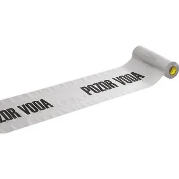 Výstražná páska Výstražná fólie bílá, nápis POZOR VODA, 30 cm, balení 100 m