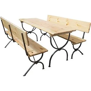 Zahradní sestava Pivní set BAVORD 180x60cm DE LUX II s opěrkou světlý