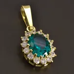 Goldpoint Zlatý přívěs smaragd se zirkony Váha: 1.72 g