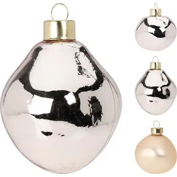 Vánoční ozdoba Vánoční ozdoba skleněná 60 mm, šampaň zlatá - sada 3 ks