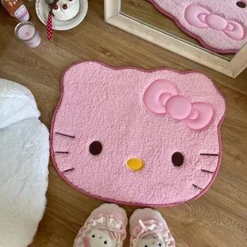 Koberec Růžový koberec s kočičím motivem do dětského pokoje | styl Hello Kitty - růžová mašlička
