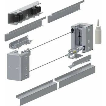 Sada pro teleskopické trojdílné brány do 6&nbsp;m s&nbsp;pojezdovými kolečky kruhového profilu