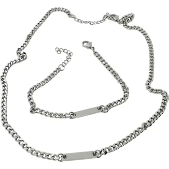 Souprava šperků Sada náhrdelník a náramek z pancířového řetízku ocelová Délka 45 cm + 5 cm