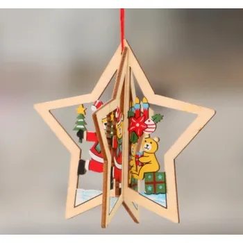 Vánoční ozdoba Dřevěná vánoční ozdoba - 3D hvězda
