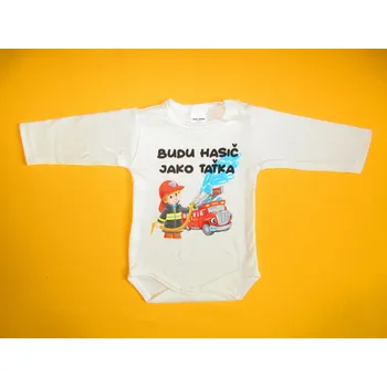 Kojenecké oblečení Arex, ČR Body dlouhý rukáv Budu hasič jako taťka Barva: smetanová, Velikost: 62