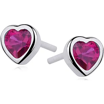 Náušnice LUNICA Stříbrné náušnice RUBÍNOVÉ SRDCE 0025 Ag 925; ≤1,1 g.