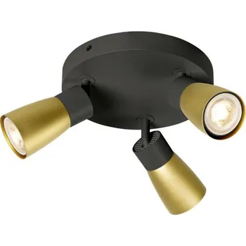 BIG WHITE (SLV) PURI 2.0 Dome nástěnné a stropní svítidlo, kulaté, 3 x max. 6W GU10, černá / zlatá 1008341