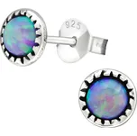 Stříbrné náušnice BAREVNÝ OPÁL Ag 925; ≤0,6 g.