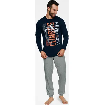Pánské oblečení Pyžamo Block 40023-59X Námořnická modrá - Henderson XXL