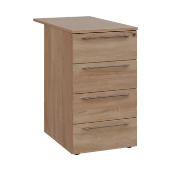 Zásuvkový kontejner LXKC 1 - 85 kontejner přístavný, 4-zásuvkový, deska 18 mm, centrální zámek, 750x430x560, dub bardolino