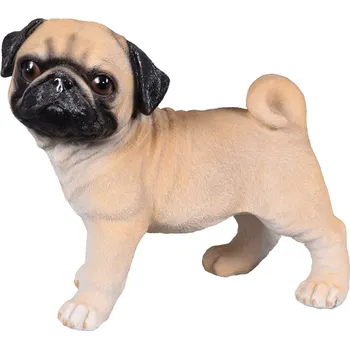Zahradní dekorace Pes Mops stojící polyresinový 12x23x22cm