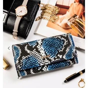 Peněženka Prostorná dámská peněženka 4U Cavaldi hadí vzor modrá (Dámská peněženka )