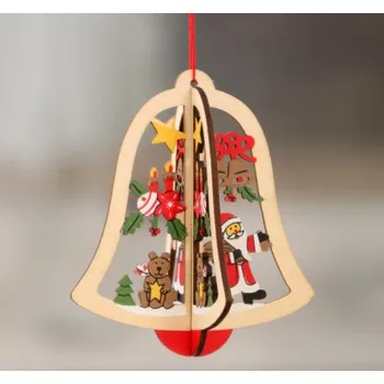 Vánoční ozdoba Dřevěná vánoční ozdoba - 3D zvonek