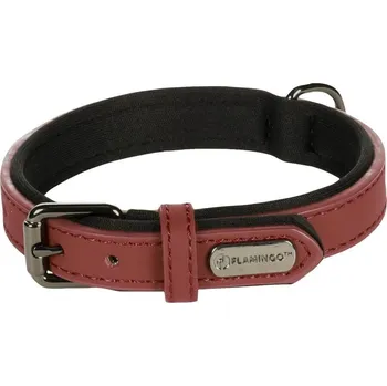 Obojek pro psa Flamingo Binti Kožený obojek s neoprenem Červená XS/S