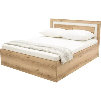 Postel STO Panama 160 x 200 cm Bílá/Dub přírodní