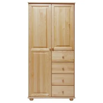 Šatní skříň KIK TRADE Dřevěná šatní skřín MB 65C se zásuvkami borovice masiv šířka 80 cm Odstíny: Přírodní lakovaná