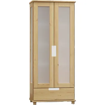 Knihovna Vitrína z masivu borovice Thorax 80/190/42 cm - čiré sklo