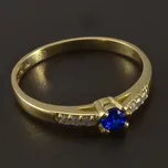 Goldpoint Zlatý prsten synt. safír a zirkony Velikost: 52, Váha: 1.81 g