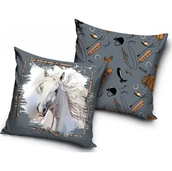 Dekorativní polštářek Povlak na polštář Bílý kůň IV, 40x40 cm (Dekorační povlak na polštářek s koněm, kůň)