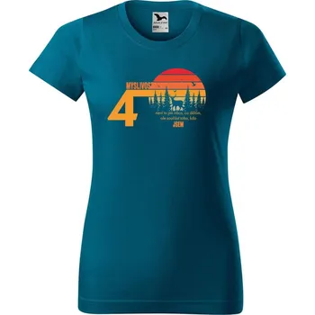 Dámské oblečení DOBRÝ TRIKO Dámské tričko s potiskem 40 let myslivost Barva: Petrolejová, Velikost: 2XL