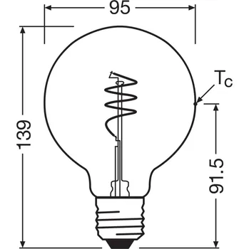 Lampička OSRAM LED Vintage G95 E27 3,4W 827 Spiral Filament zlatá zlaté průhledné