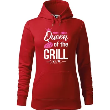 Dámská mikina DOBRÝ TRIKO Dámská mikina s potiskem Queen of the grill Velikost dámské mikiny: 2XL, Barva: Červená