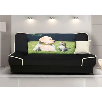 Pohovka FN Pohovka Rallye černá/pes a kočka