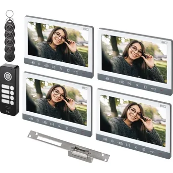 Videotelefon EMOS Sada videotelefonu EM-10AHD pro 4 účastníky s elektronickým zámkem otevřeno/zavřeno