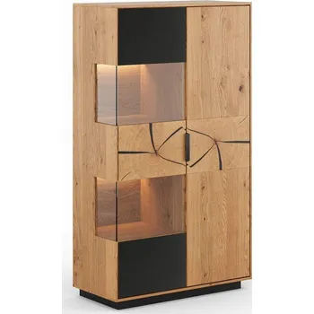 Komoda Skleněné komody vyrobené z masivního dubového dřeva