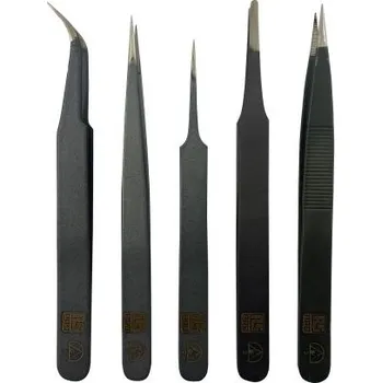 ESD Sada pinzet nemagnetická, Ocel Zakřivené, Jemné, Kulaté, Ostré špička , číslo modelu: 00D ESD, 2A ESD, 3 ESD, 5 ESD, 7