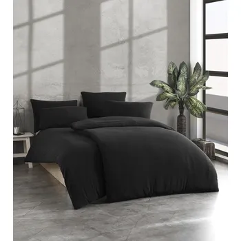 Povlečení Lněné povlečení černé 140x200cm+90x70cm TiaHome