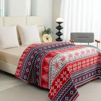 deka Červený vánoční přehoz se severským vzorem Šířka: 200 cm | Délka: 220 cm