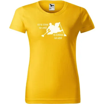 Dámské oblečení DOBRÝ TRIKO Vtipné dámské tričko s potiskem Co se stane na vodě Barva: Žlutá, Velikost: S