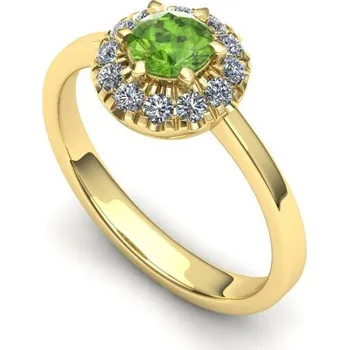 Prsten Prsten s olivínem a brilianty PK21003 Materiál: Červené zlato 14kt, Velikost: 62