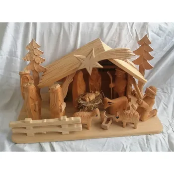 Betlém Ručně vyřezávaný betlém s postavičkami 14D6 30 cm