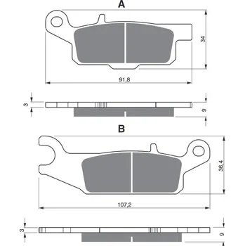 Brzdová destička Brzdové destičky GOLDFREN 256 AD STREET YAMAHA YFM 700 Grizzly EPS 2007-2014