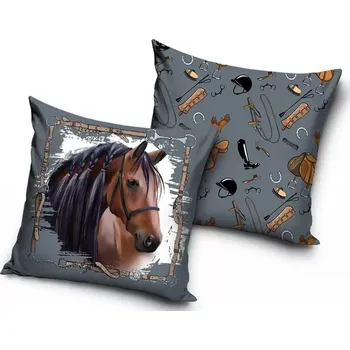 Dekorativní polštářek Povlak na polštář Hnědý kůň IV, 40x40 cm (Dekorační povlak na polštářek s koněm, kůň)