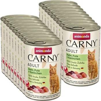 Krmivo pro kočku ANIMONDA Cat Carny Adult příchuť: kuřecí, krůtí, králičí 18x400g