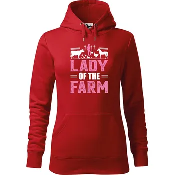 Dámská mikina DOBRÝ TRIKO Dámská mikina s potiskem Lady of the farm Velikost dámské mikiny: L, Barva: Červená
