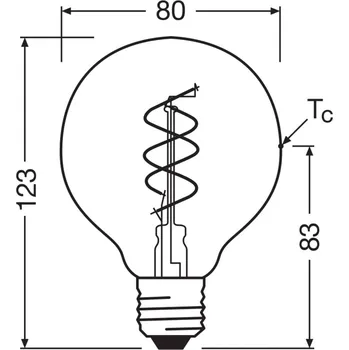 Lampička OSRAM LED Vintage G80 E27 7,2W 927 Spiral Filament clear dim přehledně