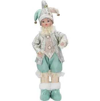 Karnevalový kostým NONAME Postava stojící holčička ve zlato-modrém kostýmu šašek 46 cm 524554