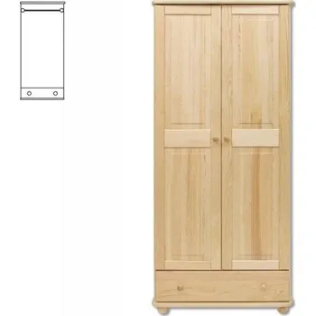 Šatní skříň Dřevěná masivní šatní skřín se šuplíkem KIK 102 šířka 85 cm Odstíny: Dub