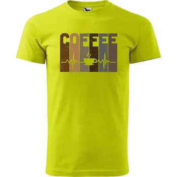 Pánské oblečení DOBRÝ TRIKO Pánské tričko s potiskem Tep srdce Coffee Velikost: L, Barva: Limetková