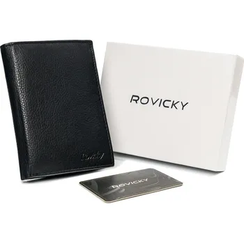 Peněženka Elegantní pánská peněženka z přírodní kůže, RFID ochrana Hlavní barva \ tvar \ zapínání: černá \ svislá \ západka