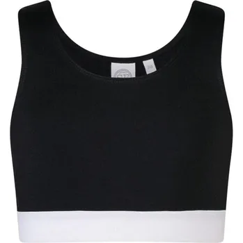 Dívčí tričko SF (Skinnifit) Dívčí crop top na ramínka - Černá / bílá | 7-8 let