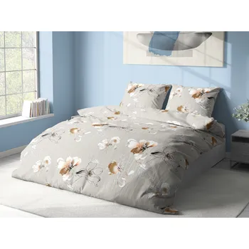 Povlečení Aaryans krepové povlečení Moderní květy šedé 140x200/70x90cm