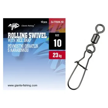 Giants Fishing pev. obratlík s karabinkou Rolling swivel with nice snap 16/12kg